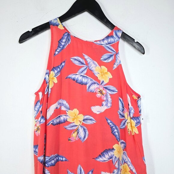 NWT Old Navy Salmon Pink Hawaiian Floral Sleeveless Tank Top - Picture 3 of 10